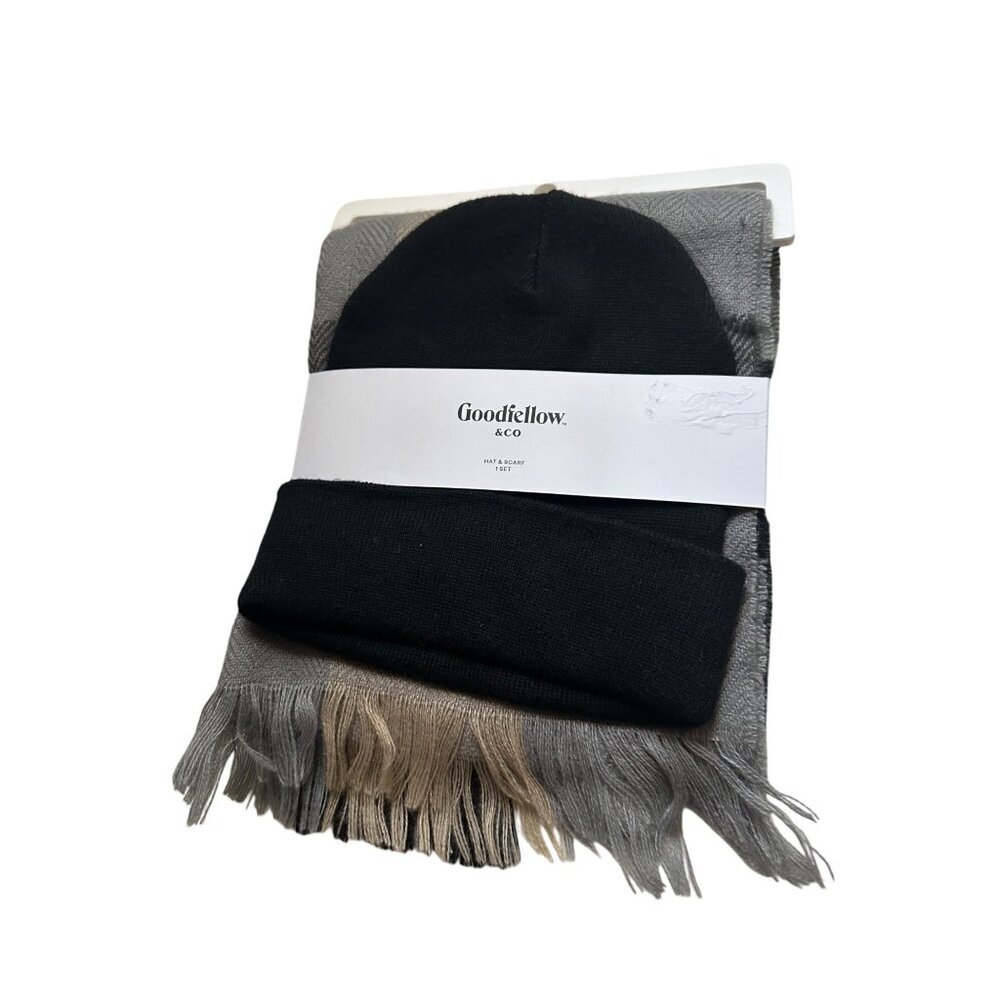 Goodfellow & Co Plaid Scarf & Beanie Gift Set~ New w/Tag